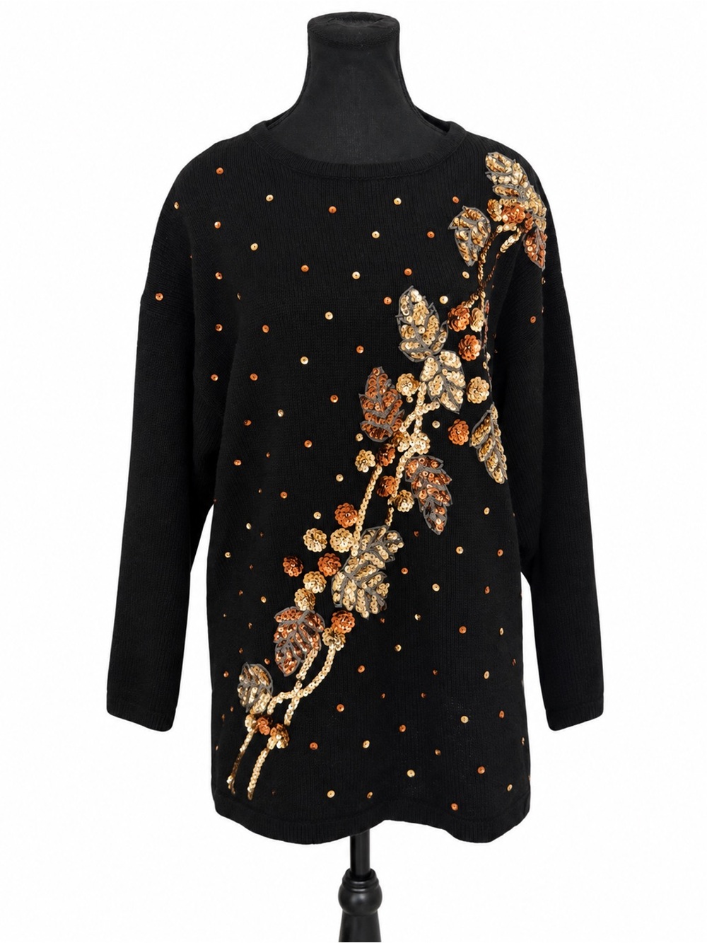 Celina Yang Sequin Floral Sweater Black 2X